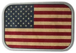 US Flag buckle in wood